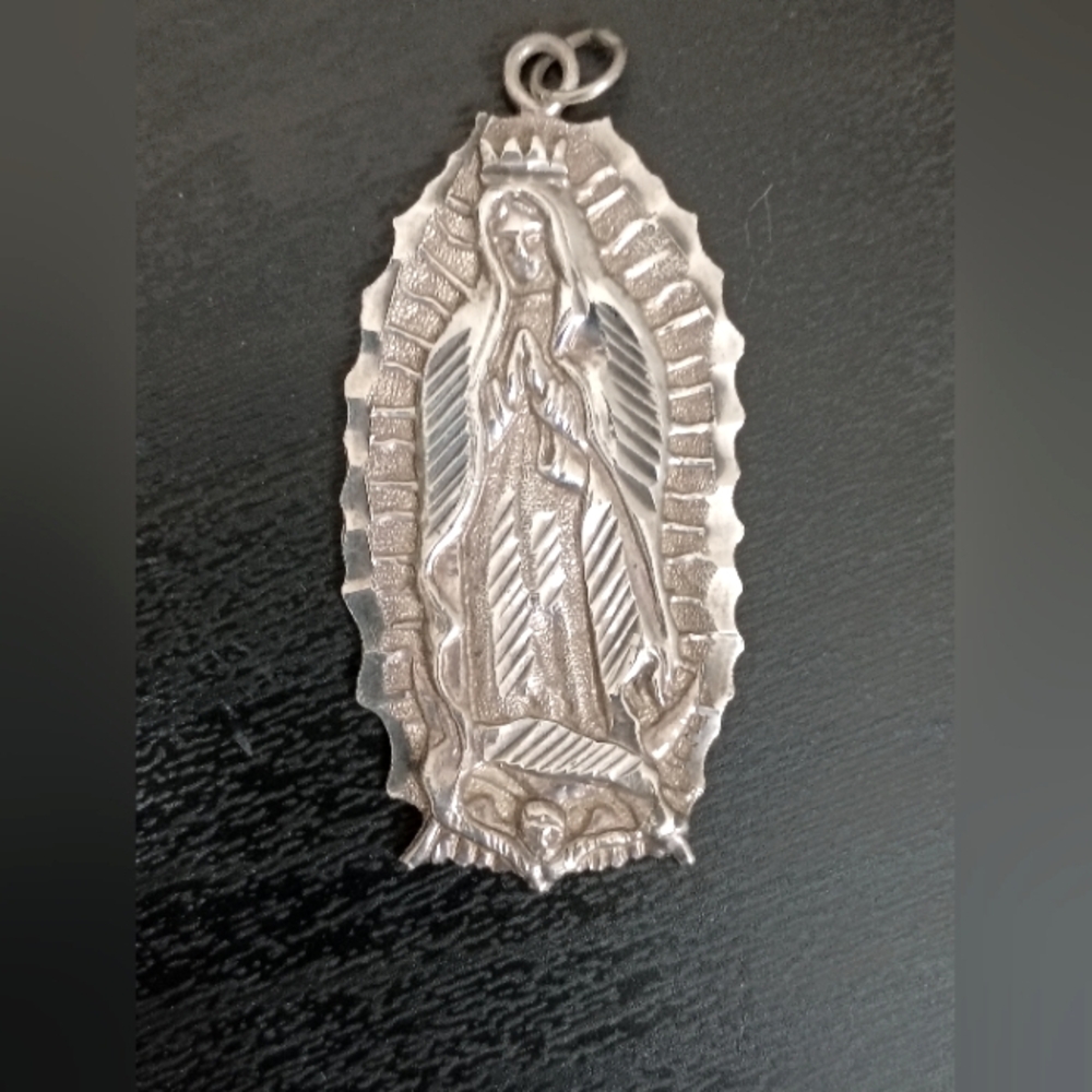Vintage Sterling Silver Our Lady Of Guadalupe Pendant